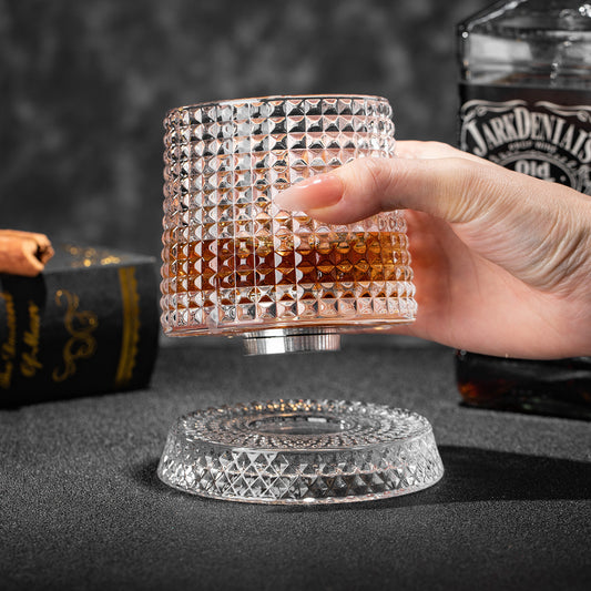 Rotating Whiskey Glass with Decorative Base