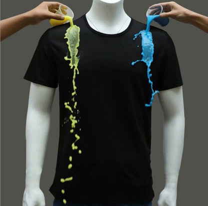 Clearance Ice Silk Mesh T-shirt Men's Short Sleeve Breathable Sports Quick Dry Clothes Black Technology Nano Waterproof and Anti-fouling Waterproof