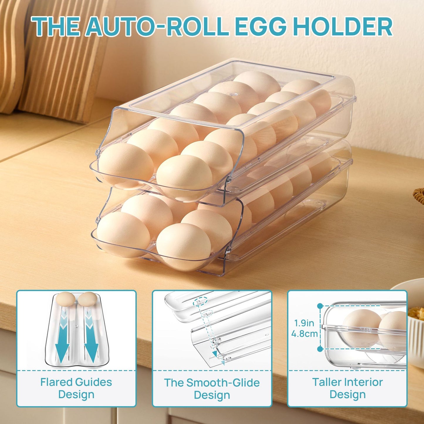 EggBox™14仕切り引き出し式エッグ収納ケース