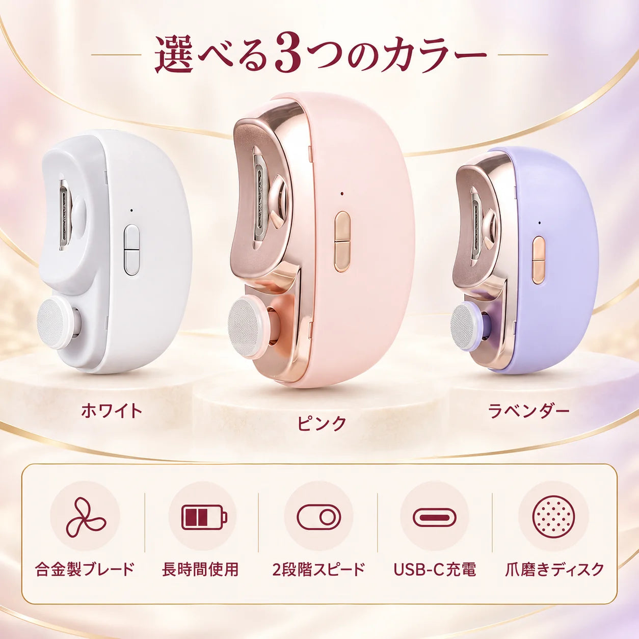NAIKEA™電動 爪切り|深爪防止・高齢者・足用 ・子供・介護 |コンパクト 軽量 静音 自動 ネイルケア LEDライト付 充電式