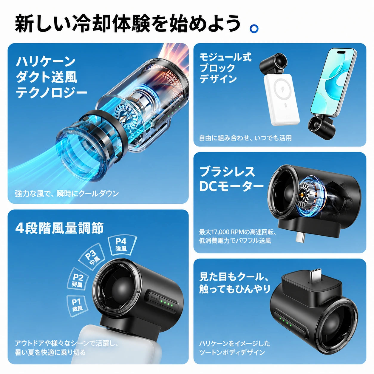 TurboWind™ミニポータブルデスクファン