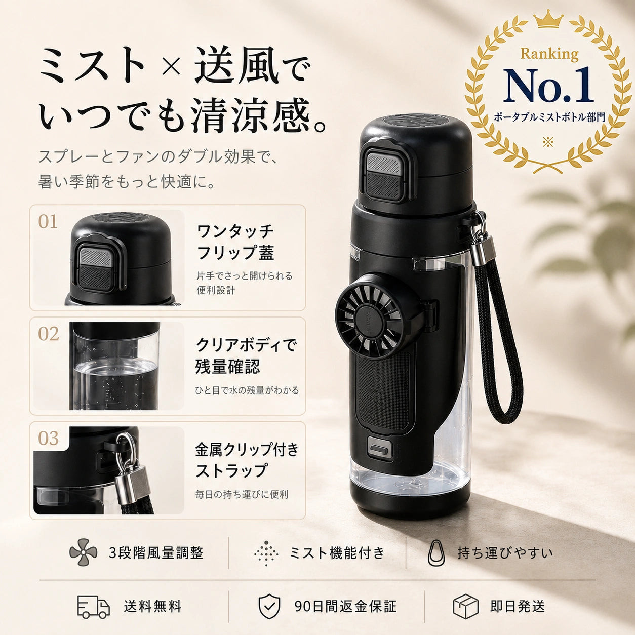 690mlボトル+3段階調整ファン