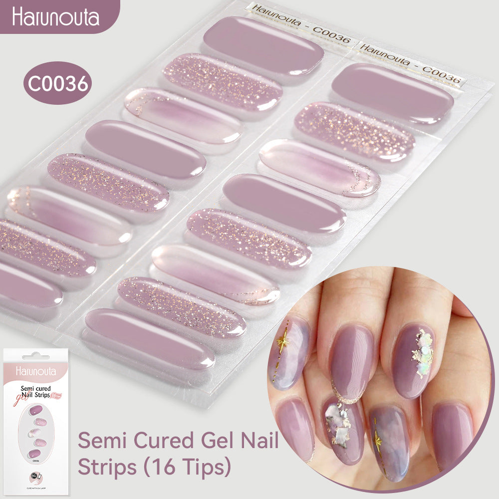 NAILGLOWJP™半硬化ジェルネイルシール 16枚セット｜UV・LEDライト対応・全50種類