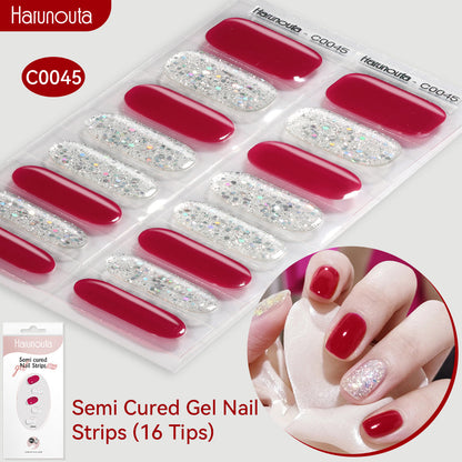 NAILGLOWJP™半硬化ジェルネイルシール 16枚セット｜UV・LEDライト対応・全50種類