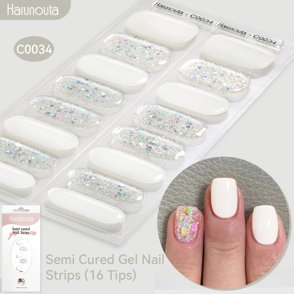 NAILGLOWJP™半硬化ジェルネイルシール 16枚セット｜UV・LEDライト対応・全50種類