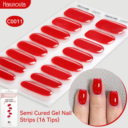 NAILGLOWJP™半硬化ジェルネイルシール 16枚セット｜UV・LEDライト対応・全50種類