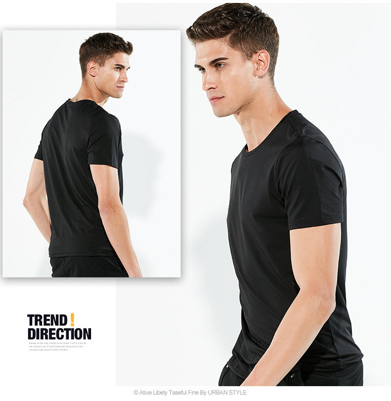 Clearance Ice Silk Mesh T-shirt Men's Short Sleeve Breathable Sports Quick Dry Clothes Black Technology Nano Waterproof and Anti-fouling Waterproof
