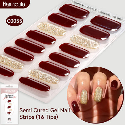 NAILGLOWJP™半硬化ジェルネイルシール 16枚セット｜UV・LEDライト対応・全50種類