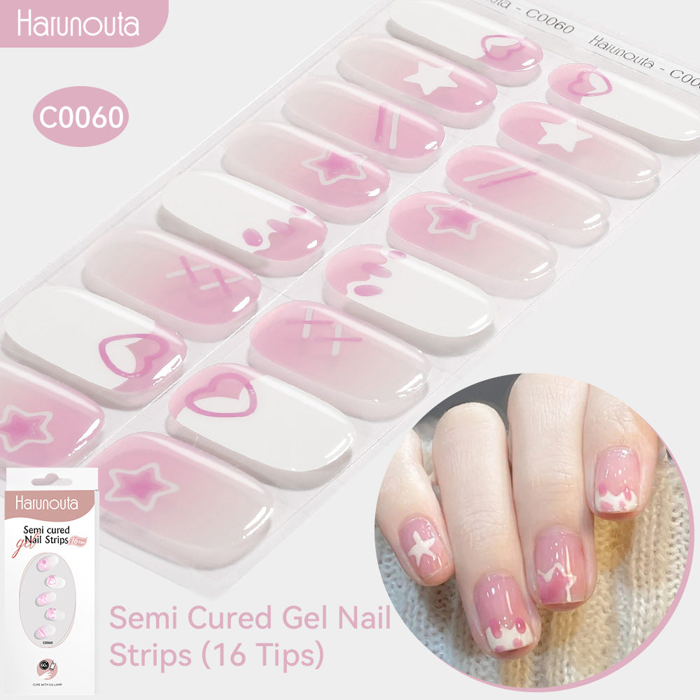 NAILGLOWJP™半硬化ジェルネイルシール 16枚セット｜UV・LEDライト対応・全50種類