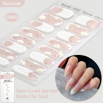 NAILGLOWJP™半硬化ジェルネイルシール 16枚セット｜UV・LEDライト対応・全50種類