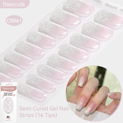 NAILGLOWJP™半硬化ジェルネイルシール 16枚セット｜UV・LEDライト対応・全50種類