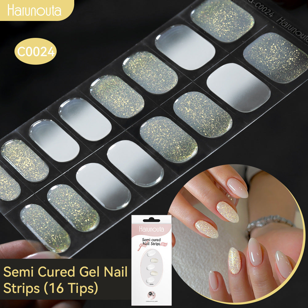 NAILGLOWJP™半硬化ジェルネイルシール 16枚セット｜UV・LEDライト対応・全50種類