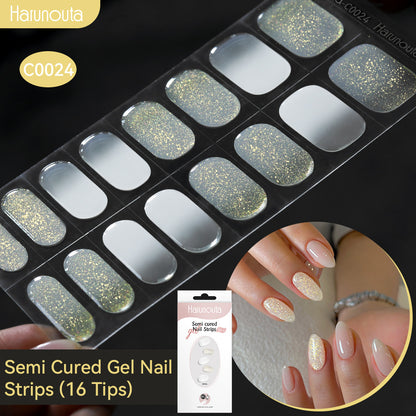 NAILGLOWJP™半硬化ジェルネイルシール 16枚セット｜UV・LEDライト対応・全50種類