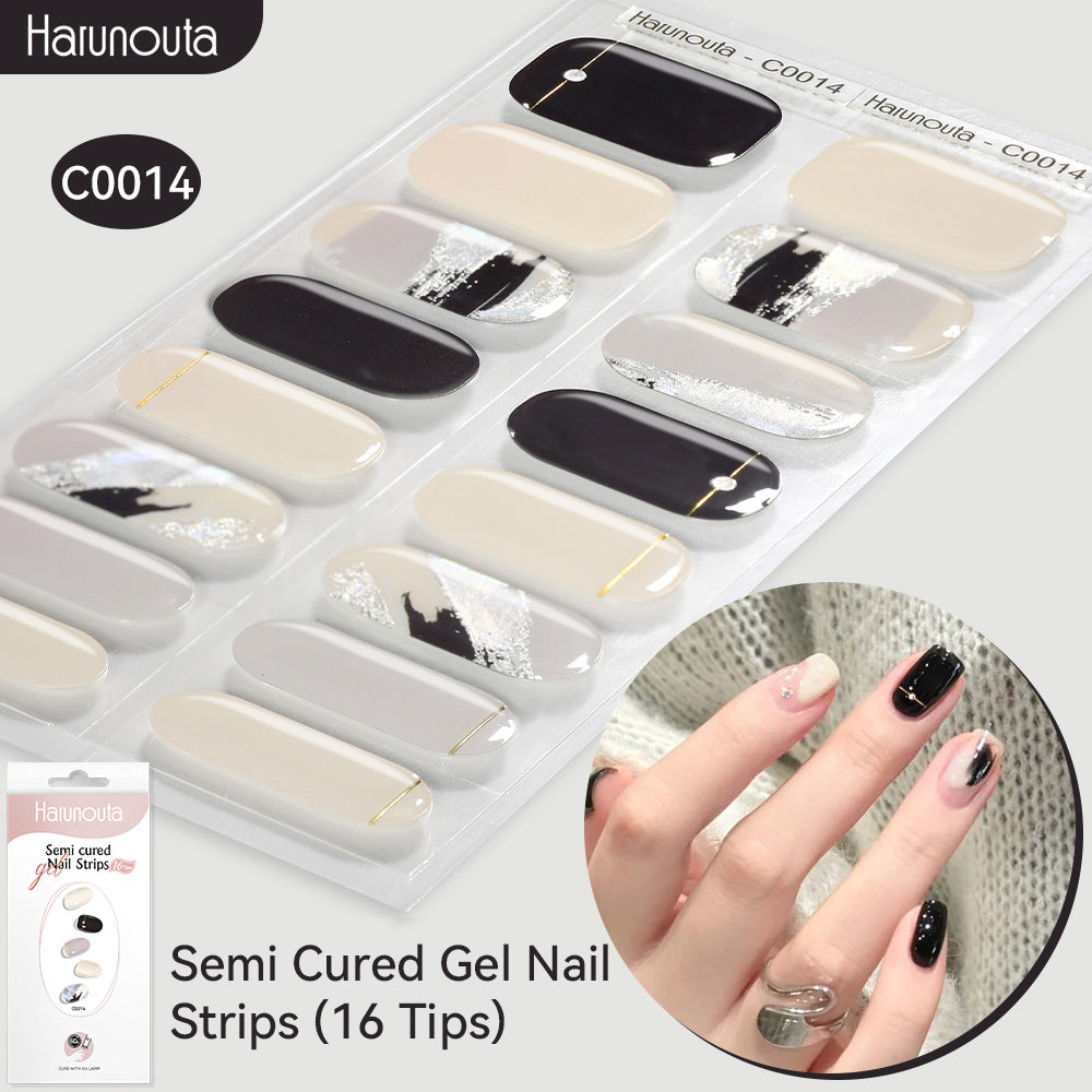 NAILGLOWJP™半硬化ジェルネイルシール 16枚セット｜UV・LEDライト対応・全50種類