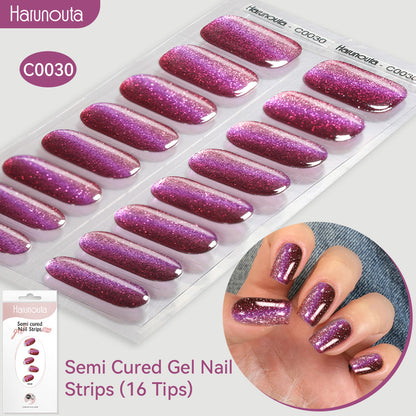 NAILGLOWJP™半硬化ジェルネイルシール 16枚セット｜UV・LEDライト対応・全50種類