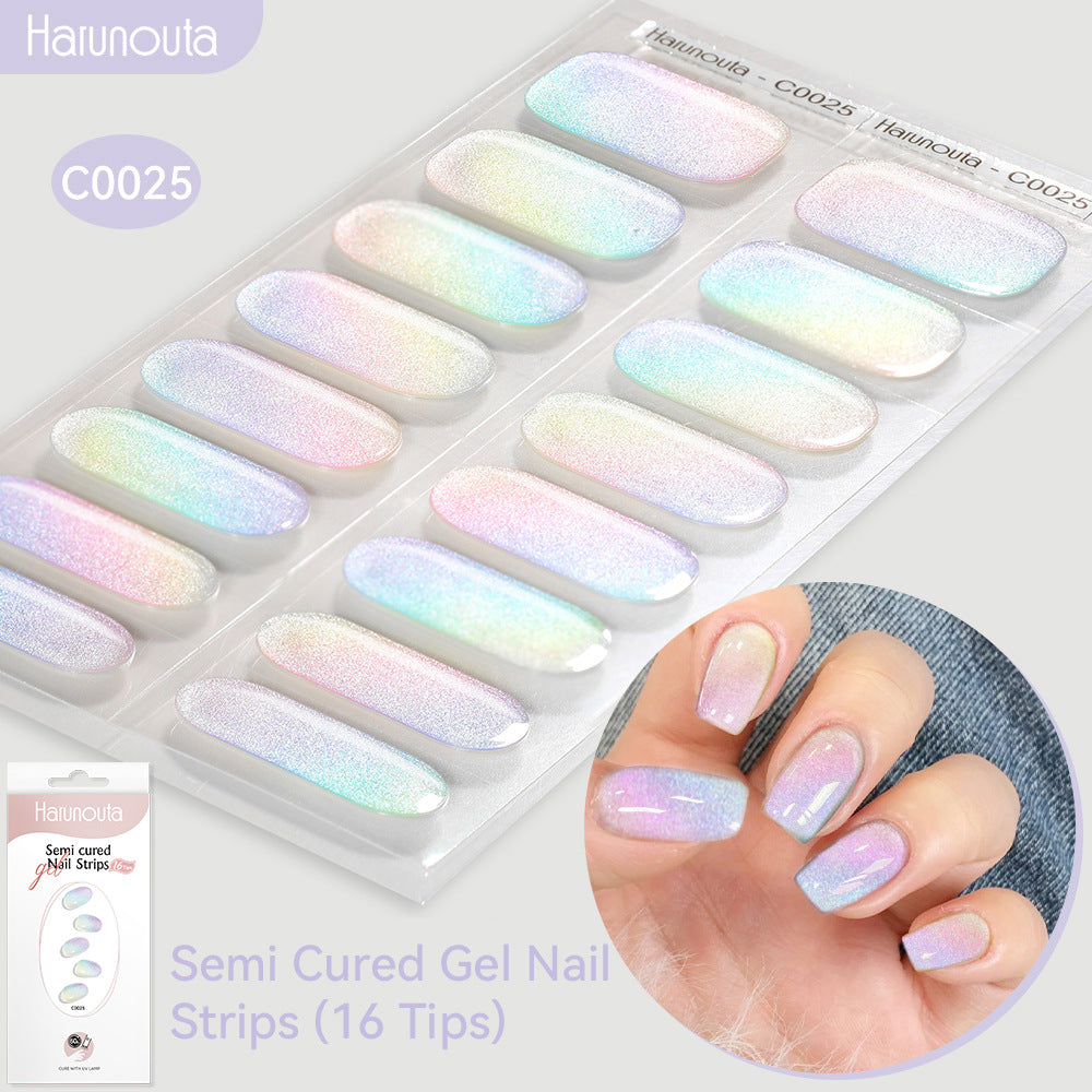 NAILGLOWJP™半硬化ジェルネイルシール 16枚セット｜UV・LEDライト対応・全50種類