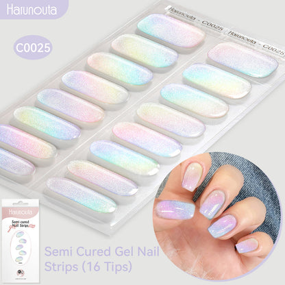 NAILGLOWJP™半硬化ジェルネイルシール 16枚セット｜UV・LEDライト対応・全50種類