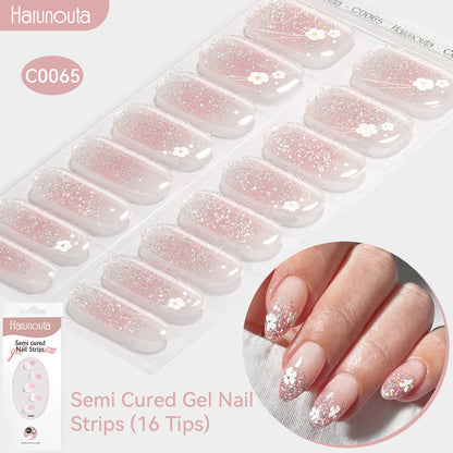 NAILGLOWJP™半硬化ジェルネイルシール 16枚セット｜UV・LEDライト対応・全50種類