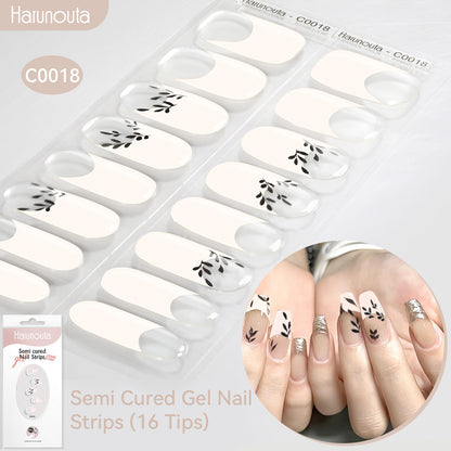 NAILGLOWJP™半硬化ジェルネイルシール 16枚セット｜UV・LEDライト対応・全50種類