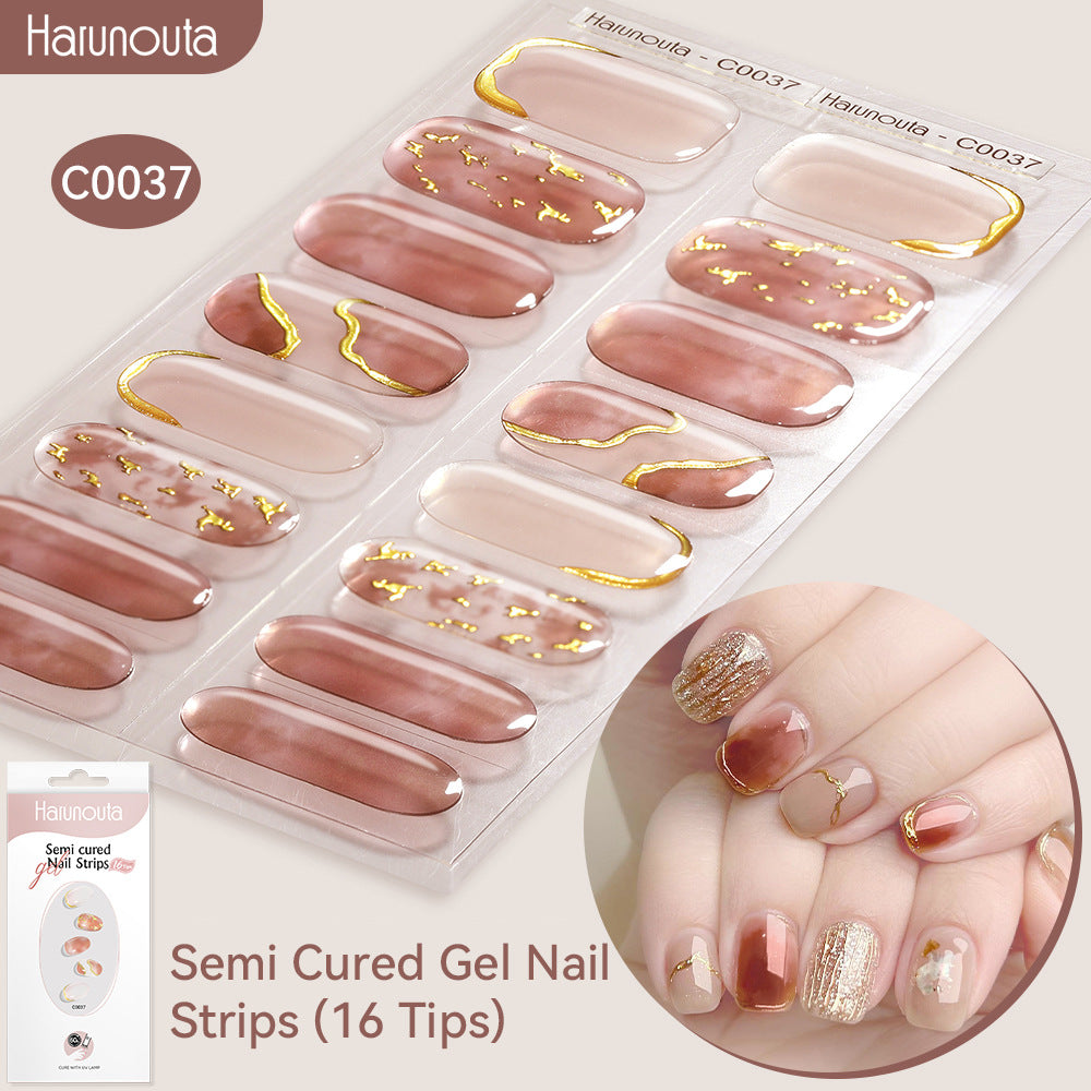 NAILGLOWJP™半硬化ジェルネイルシール 16枚セット｜UV・LEDライト対応・全50種類