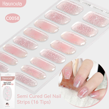 NAILGLOWJP™半硬化ジェルネイルシール 16枚セット｜UV・LEDライト対応・全50種類
