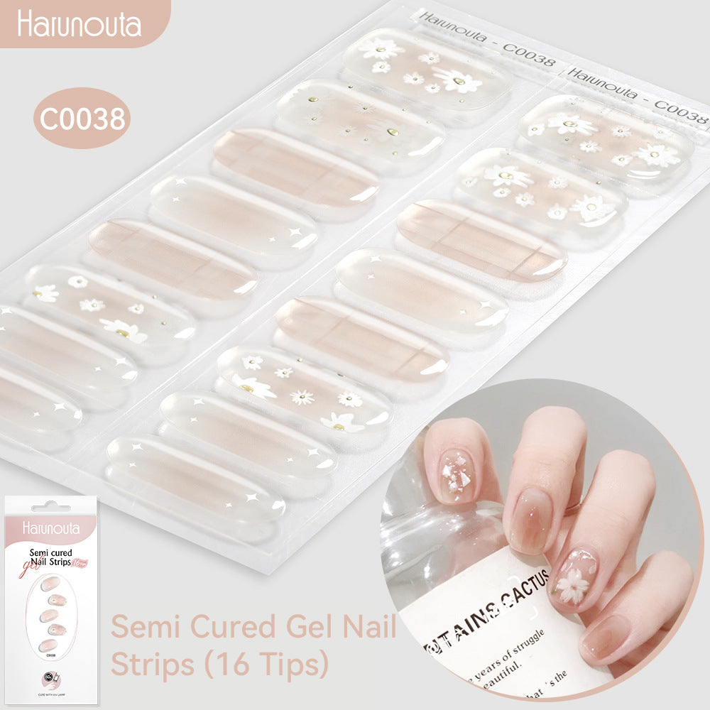 NAILGLOWJP™半硬化ジェルネイルシール 16枚セット｜UV・LEDライト対応・全50種類