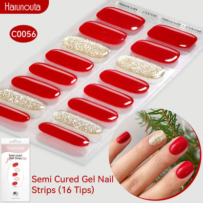 NAILGLOWJP™半硬化ジェルネイルシール 16枚セット｜UV・LEDライト対応・全50種類