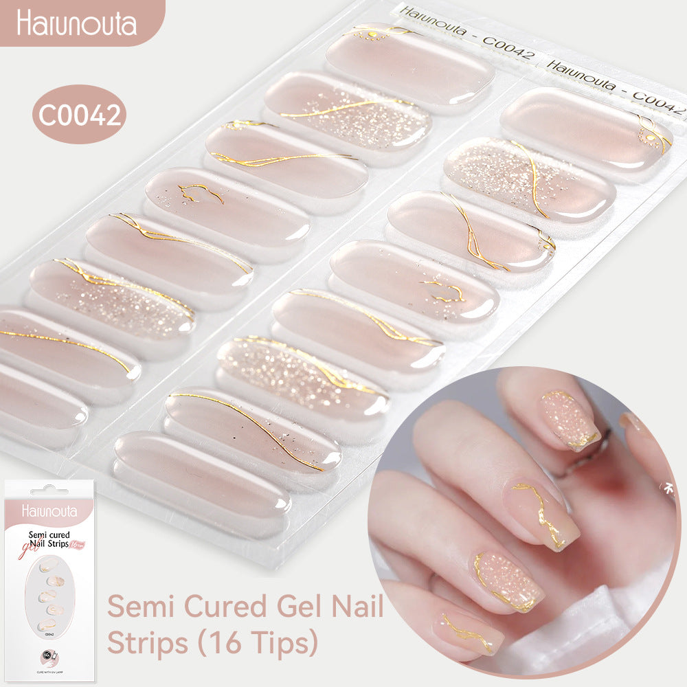 NAILGLOWJP™半硬化ジェルネイルシール 16枚セット｜UV・LEDライト対応・全50種類