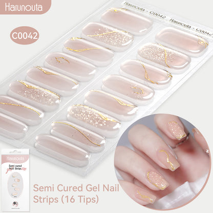 NAILGLOWJP™半硬化ジェルネイルシール 16枚セット｜UV・LEDライト対応・全50種類