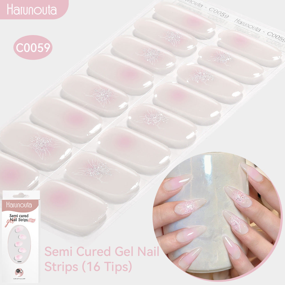 NAILGLOWJP™半硬化ジェルネイルシール 16枚セット｜UV・LEDライト対応・全50種類
