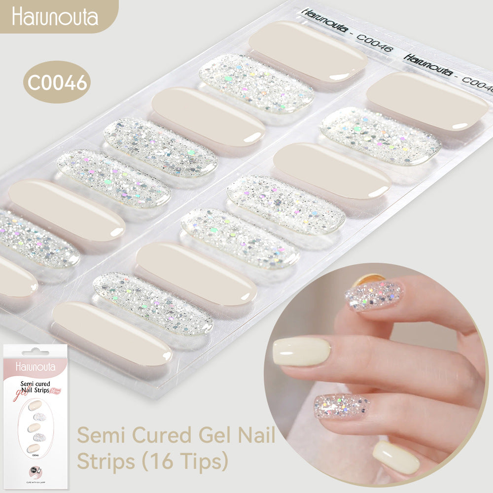 NAILGLOWJP™半硬化ジェルネイルシール 16枚セット｜UV・LEDライト対応・全50種類