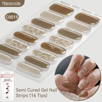 NAILGLOWJP™半硬化ジェルネイルシール 16枚セット｜UV・LEDライト対応・全50種類