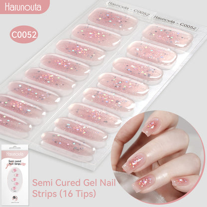 NAILGLOWJP™半硬化ジェルネイルシール 16枚セット｜UV・LEDライト対応・全50種類