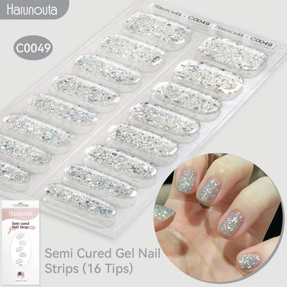 NAILGLOWJP™半硬化ジェルネイルシール 16枚セット｜UV・LEDライト対応・全50種類