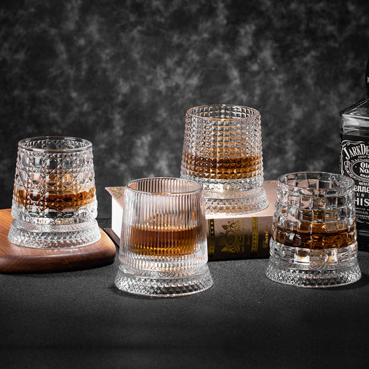 Rotating Whiskey Glass with Decorative Base